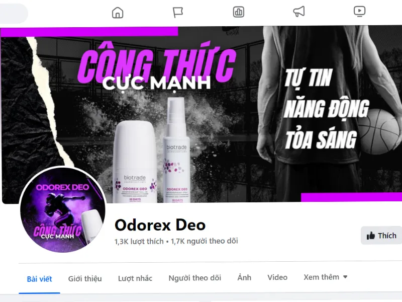 Trang fanpage chính thức của Odorex Deo nơi cập nhật các chương trình khuyến mãi 